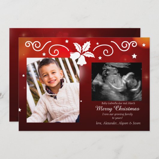 Kerstverslaafden Foto Zwangerschap Aankondiging (Voorkant / Achterkant)