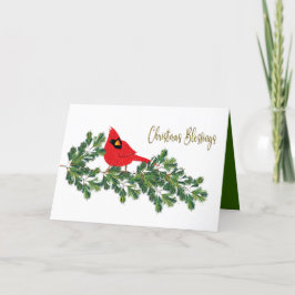 Kerstverslaafden rode kardinaal op de pine tak feestdagen kaart