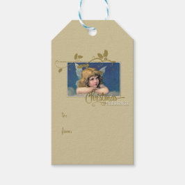 Kerstverslaafden Vintage Angel Cadeaulabel