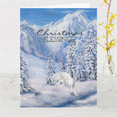 Kerstverslaafden Winterlandschap en witte vos Kaart (Gele Bloem)