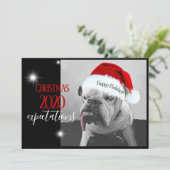 Kerstverwachtingen 2020, Huey met kerstmannenhoed. Feestdagenkaart (Staand voorkant)