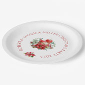 Kerstvibe bloemen & rode kaarsen boeket papieren bordje (Gekanteld)