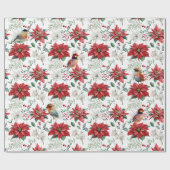 Kerstvibe waterverven, bladeren, vogels cadeaupapier (Vlak)