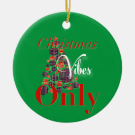 kerstvibes alleen Abstracte rode groene boom Keramisch Ornament