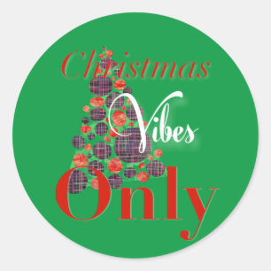 kerstvibes alleen Abstracte rode groene boom Ronde Sticker