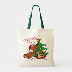 Kerstvibes Dachshund Dog Canvas tas