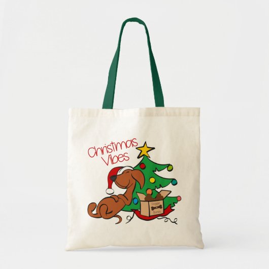 Kerstvibes Dachshund Dog Canvas tas (Voorkant)