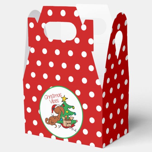 kerstvibes Dachshund Dog Favor Box Bedankdoosjes (Geopend)