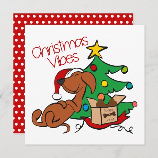 Kerstvibes Dachshund Dog Kaart (Voorkant / Achterkant)