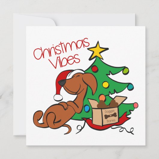 Kerstvibes Dachshund Dog Kaart (Voorkant)