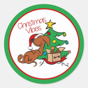 Kerstvibes Dachshund Dog Sticker