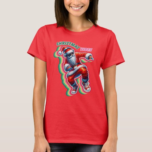 Kerstvibes Dancing Santa T-shirt (Voorkant)