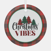 Kerstvibes met zwart en rood geplakt glas ornament (Voorkant)