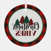 Kerstvibes met zwart en rood geplakt glas ornament (Achterkant)