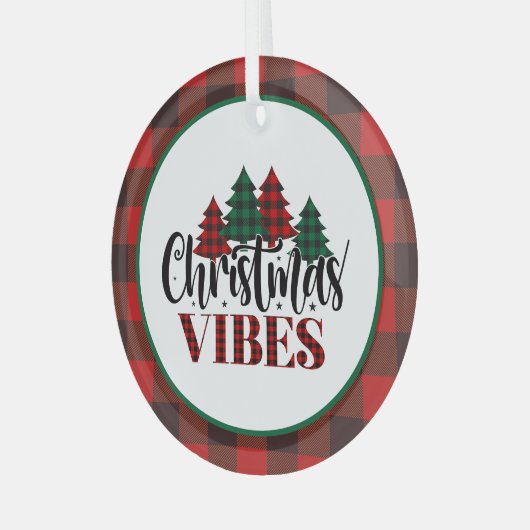 Kerstvibes met zwart en rood geplakt glas ornament (Voorkant links)