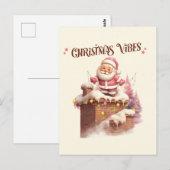 Kerstvibes Roze Kerstman Briefkaart (Voorkant / Achterkant)