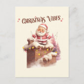 Kerstvibes Roze Kerstman Briefkaart (Voorkant)