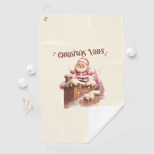 Kerstvibes Roze Kerstman Golfhanddoek (Insitu)