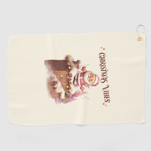 Kerstvibes Roze Kerstman Golfhanddoek (Horizontaal)