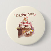 Kerstvibes Roze Kerstman Ronde Button 7,6 Cm (Voorkant)
