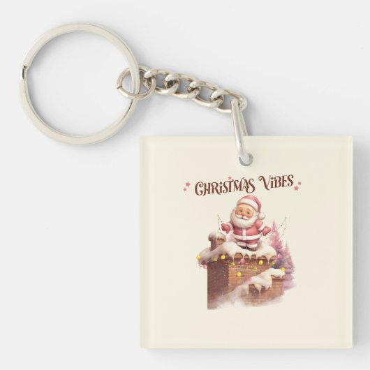 Kerstvibes Roze Kerstman Sleutelhanger (Voorkant)