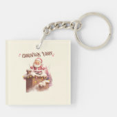 Kerstvibes Roze Kerstman Sleutelhanger (Achterkant)
