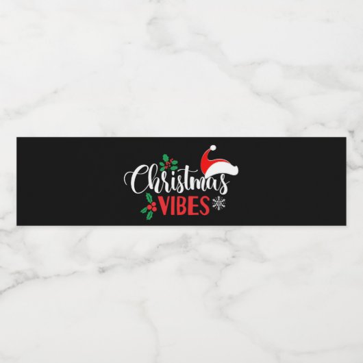 kerstvibes waterfles etiket (Enkel label)