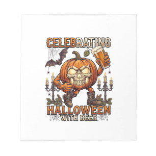 Kerstvieren Halloween Bier Schedel Pompoen Vleermu Notitieblok