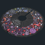 Kerstviering Chalkboard Circle Kerstboom Rok<br><div class="desc">Feestelijke kerstboomrok in trendy krijtbordthema met steigerherten,  cadeaus,  bloemetjes,  sneeuwvlokken en andere vakantiekunst. Typografietekst zegt Vrolijk kerstfeest met banner onder gezegde Peace,  Love,  Joy.</div>