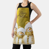 Kerstviering Gouden Sneeuwman Winter Vakantie Schort (Insitu)