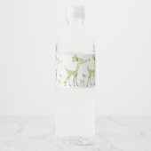 Kerstviering Groene Herten Feestdagen Schattig Waterfles Etiket (Voorkant)
