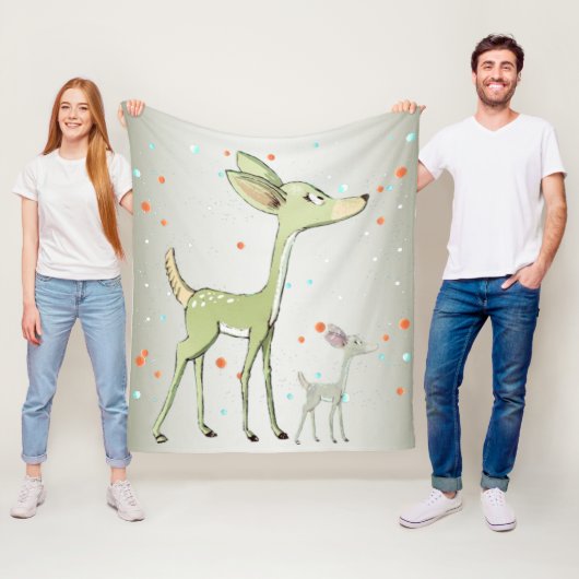 Kerstviering Groene Herten Vakanties Schattig Fleece Deken (In situ)