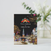 Kerstviering, heldere lichten en kerstballen briefkaart (Staand voorkant)