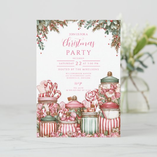 Kerstviering in Candyland Kaart (Staand voorkant)