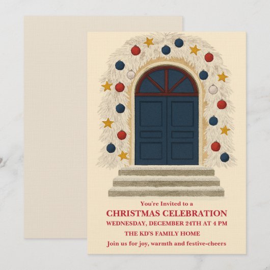 Kerstviering Kaart (Voorkant / Achterkant)