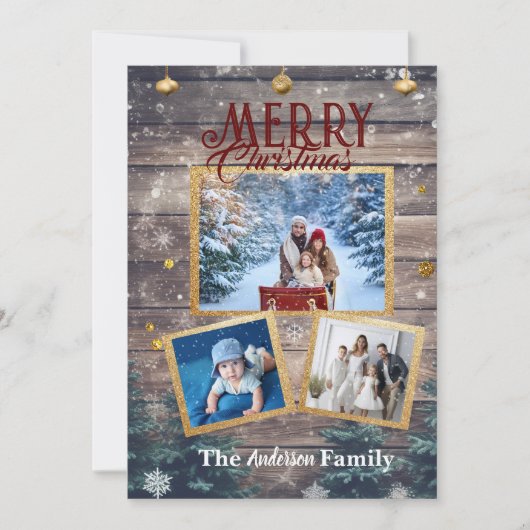 Kerstviering: Kerstkaart met 3 foto's (Voorkant)