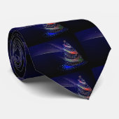 Kerstviering Kleurrijke Boom Marine Blauw Stropdas (Opgerold)