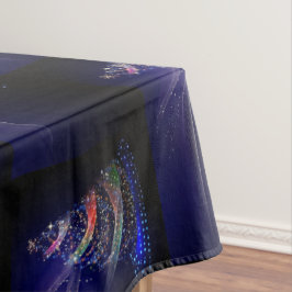 Kerstviering Kleurrijke Boom Marineblauw Tafelkleed