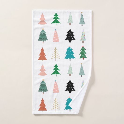 Kerstviering kunstwerk Kerstbomen Wit Bad Handdoek (Handdoek)