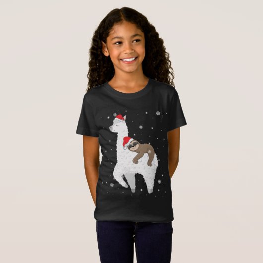 kerstviering Llama Santa Funny Pajamas F T-shirt (Voorkant volledig)