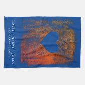 kerstviering met artistiek blauw hart theedoek (Horizontaal)