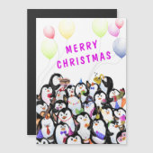 kerstviering met een magnetisch kaartje Pinguïns (Voorkant / Achterkant)