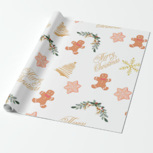 kerstviering met kerstboomkoekjes cadeaupapier