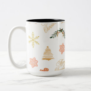 kerstviering met kerstboomkoekjes tweekleurige koffiemok
