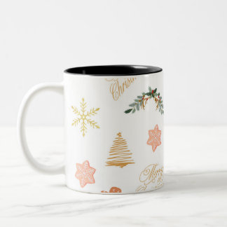 kerstviering met kerstboomkoekjes tweekleurige koffiemok