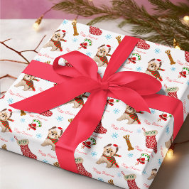 Kerstviering met Yorkie Cadeaupapier
