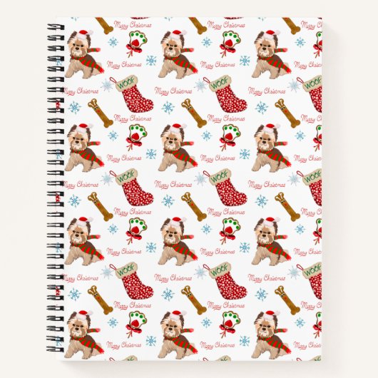 Kerstviering met Yorkie Notitieboek (Voorkant)