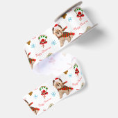 Kerstviering Met Yorkie Patroon Satijnen Lint (Achterkant)