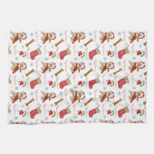 Kerstviering Met Yorkie Patroon   Theedoek (Horizontaal)