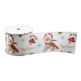 kerstviering met Yorkie Pattern Satijnen Lint
